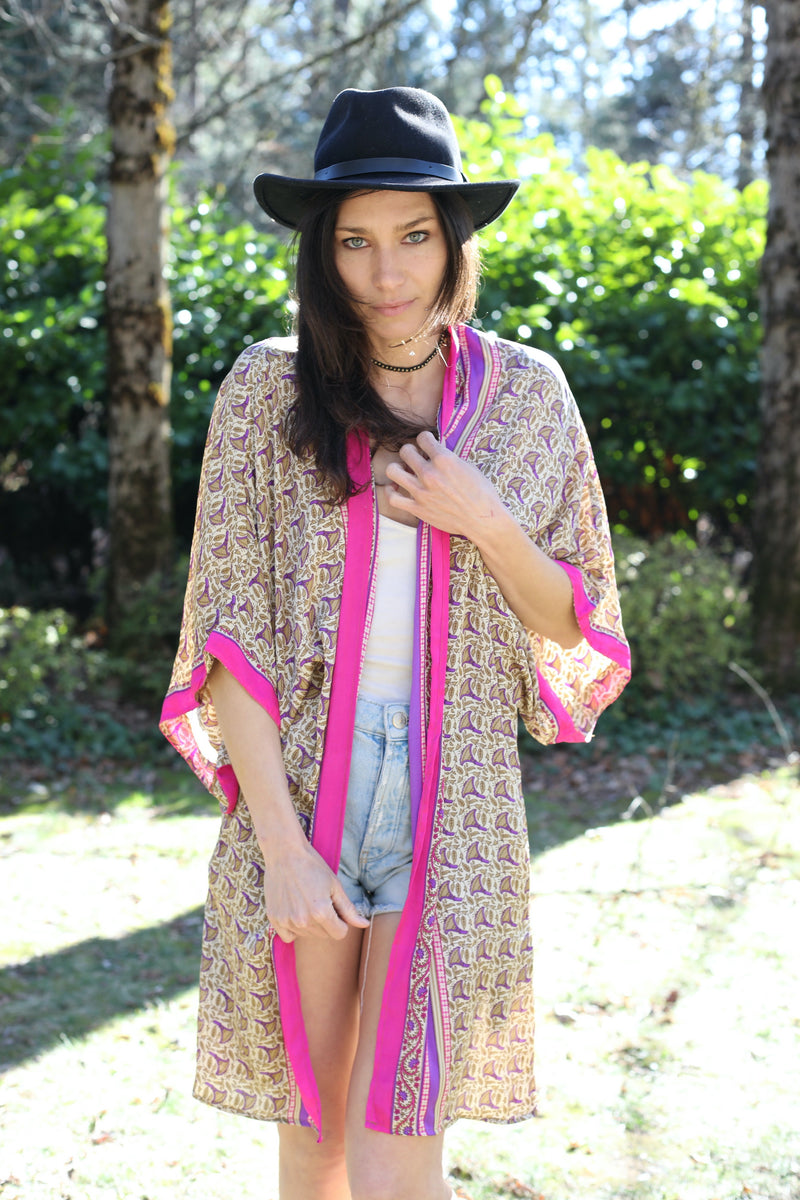 Midi Boho Kimono - Beach Hut - One Size