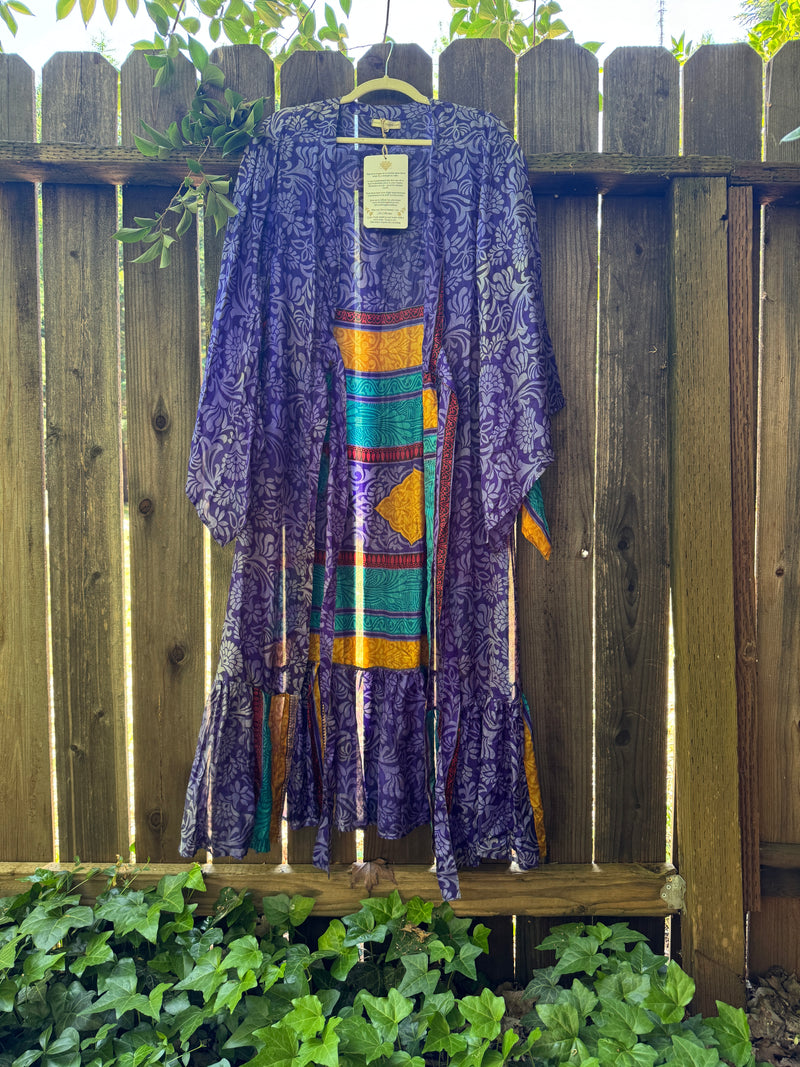 Femme Kimono Wrap Dress- S/M - Jewel Tones