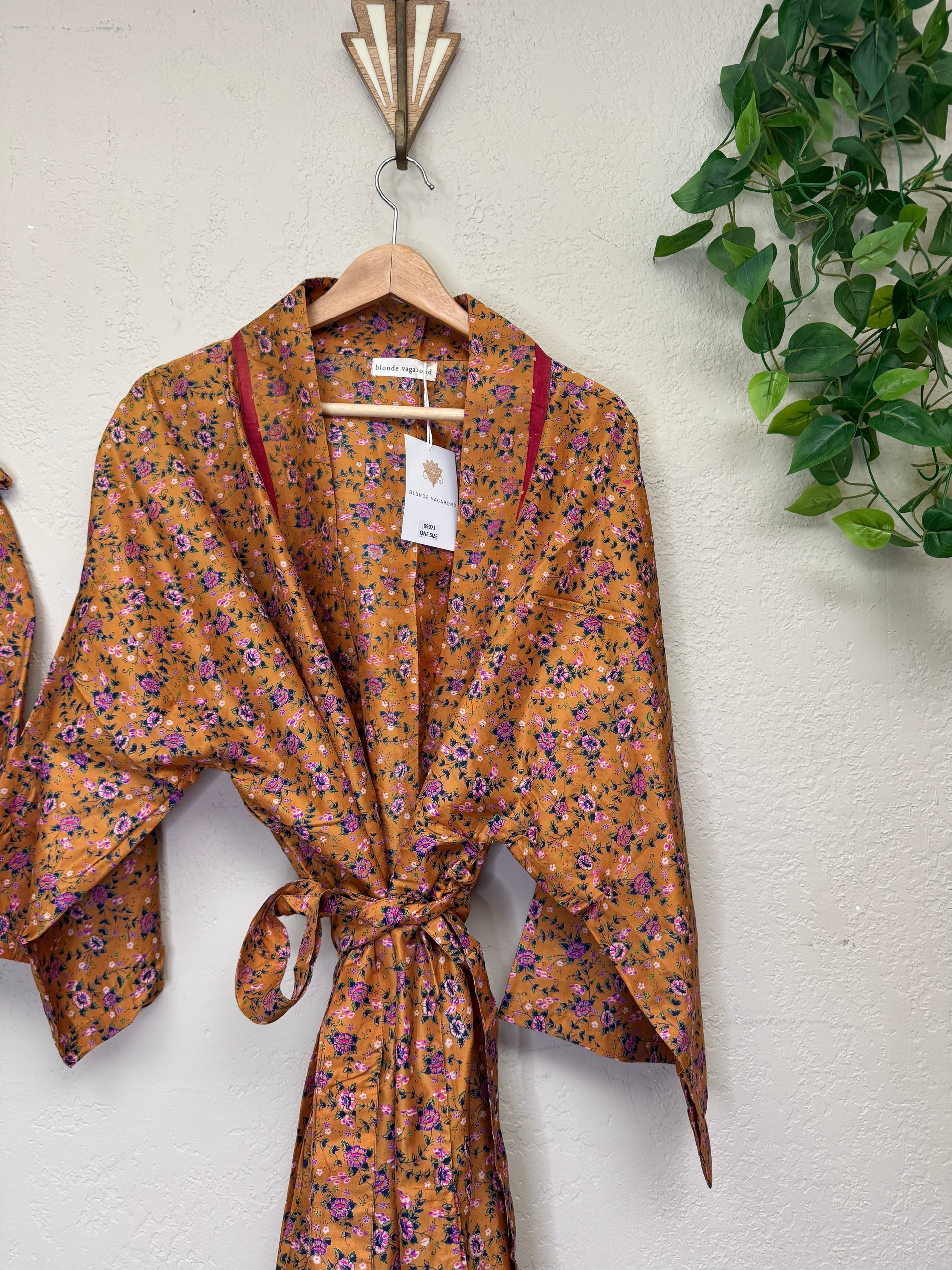 Robe Femme Boho Col V Bouton Imprimé - KJEHOME HAIKEYI - Jaune - Taille