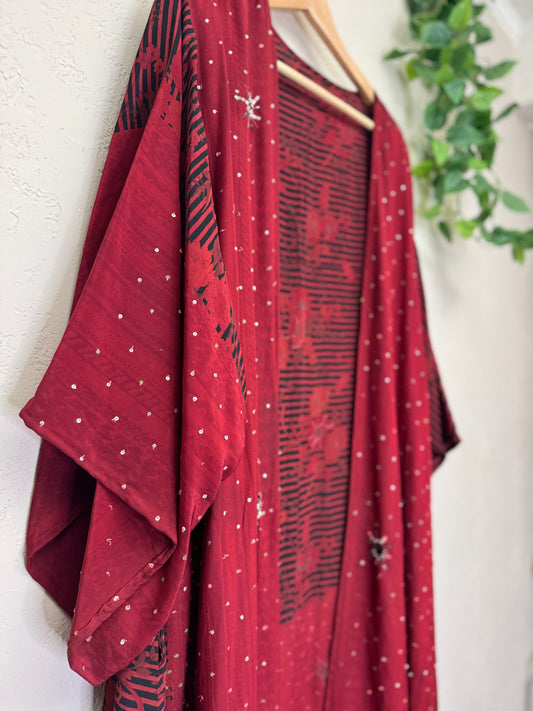 Sparkle Kimono - OS - Crimson