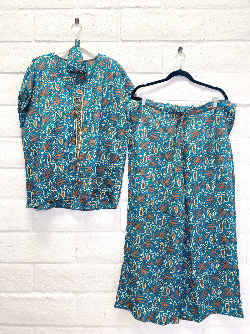 Lounge Set - S/M - Blue Flowers
