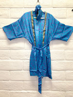 Silk Boho Robe - S/M - Blue bell