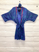 Silk Boho Robe - S/M - Blue Electric