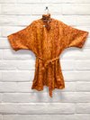 Silk Boho Robe - L - Warm Orange
