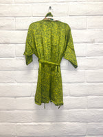 Silk Boho Robe - S/M - Lime Blossom