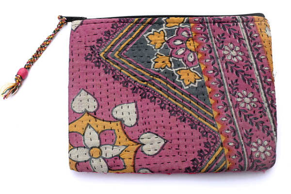 Handstitched Blue & Pink Clutch - Blonde Vagabond