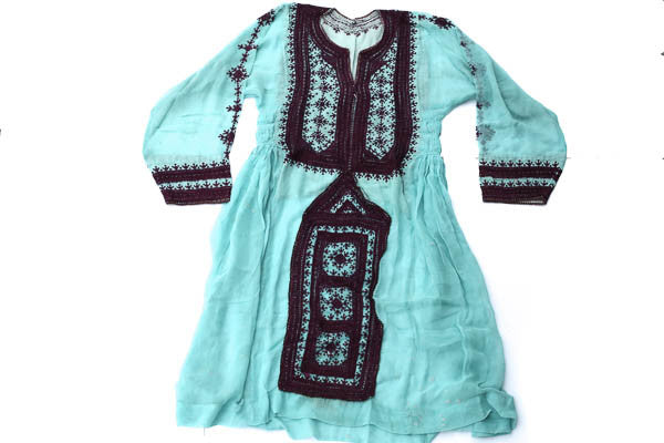 Hand embroidered Balochi Tribal Dress - Tiffany Blue - Blonde Vagabond