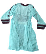 Hand embroidered Balochi Tribal Dress - Tiffany Blue - Blonde Vagabond