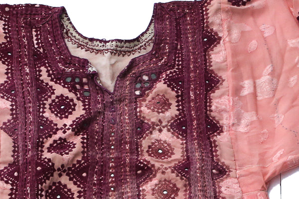 HAND EMBROIDERED BALOCHI/AFGHANI TRIBAL DRESS - PINK LOVE - Blonde Vagabond