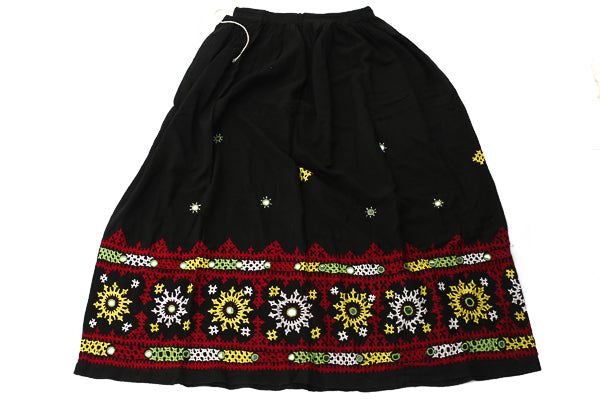 HAND EMBROIDERED GUJARATI BOHO MAXI SKIRT - QUEEN OF THE NIGHT - Blonde Vagabond